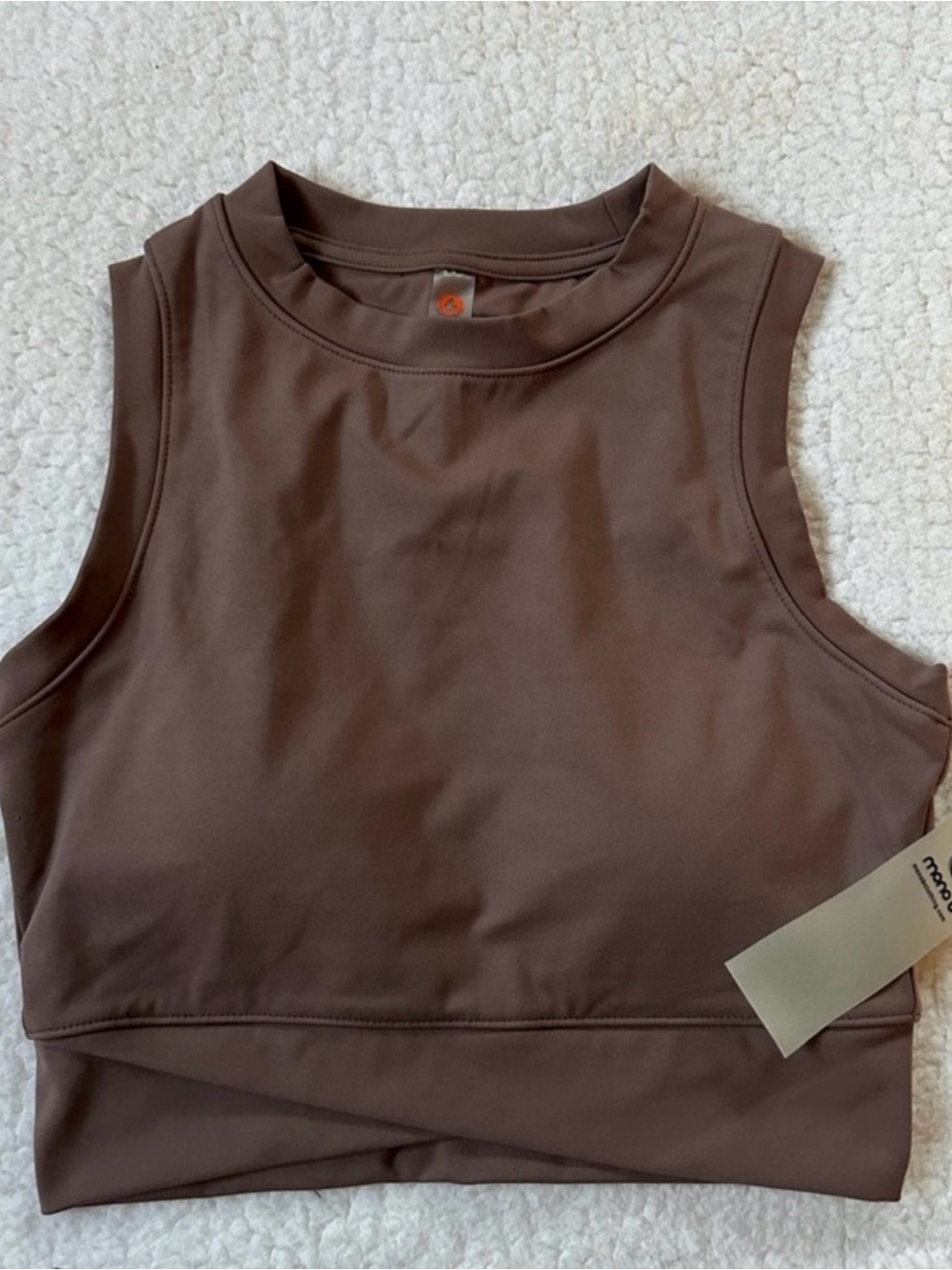 Mono B Chocolate Brown High Neck Crop Sports Bra